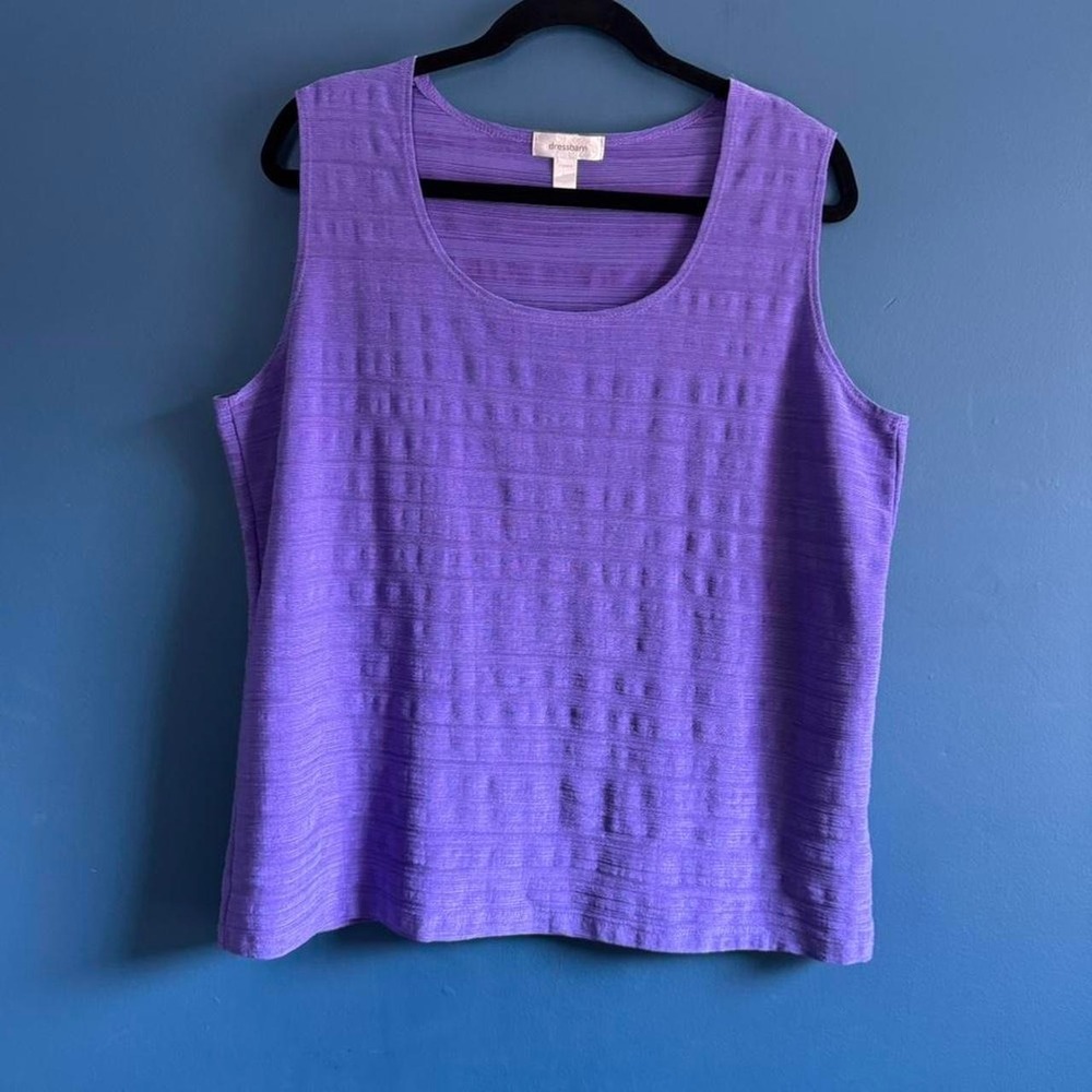 Y2K Purple Tank Top Women's Plus Size 1X Textured Made In USA Retro Pastel Fun